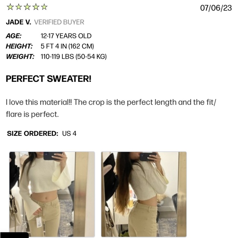 Princess Polly White Flare Bell Sleeve Cropped Ribbed Sweater - Picture 11 of 13